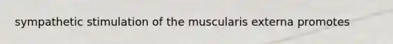 sympathetic stimulation of the muscularis externa promotes