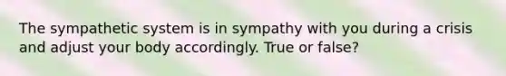 The sympathetic system is in sympathy with you during a crisis and adjust your body accordingly. True or false?