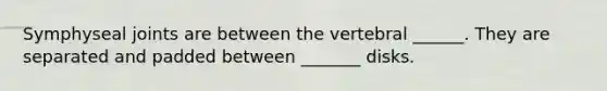 Symphyseal joints are between the vertebral ______. They are separated and padded between _______ disks.