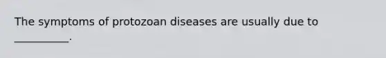 The symptoms of protozoan diseases are usually due to __________.