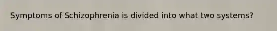Symptoms of Schizophrenia is divided into what two systems?