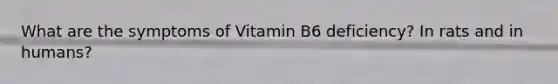 What are the symptoms of Vitamin B6 deficiency? In rats and in humans?