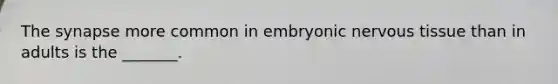 The synapse more common in embryonic nervous tissue than in adults is the _______.