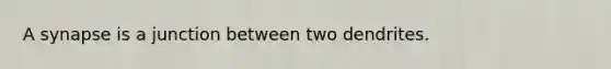 A synapse is a junction between two dendrites.