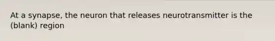 At a synapse, the neuron that releases neurotransmitter is the (blank) region
