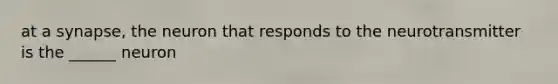 at a synapse, the neuron that responds to the neurotransmitter is the ______ neuron
