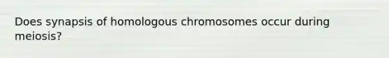 Does synapsis of homologous chromosomes occur during meiosis?