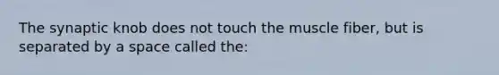 The synaptic knob does not touch the muscle fiber, but is separated by a space called the: