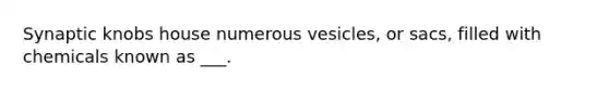 Synaptic knobs house numerous vesicles, or sacs, filled with chemicals known as ___.