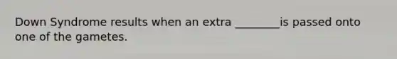 Down Syndrome results when an extra ________is passed onto one of the gametes.