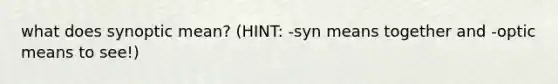 what does synoptic mean? (HINT: -syn means together and -optic means to see!)