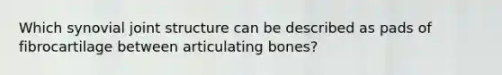 Which synovial joint structure can be described as pads of fibrocartilage between articulating bones?