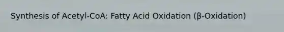 Synthesis of Acetyl-CoA: Fatty Acid Oxidation (β-Oxidation)