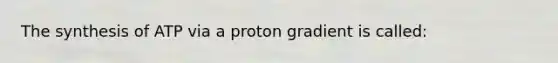 The synthesis of ATP via a proton gradient is called: