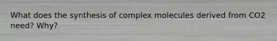 What does the synthesis of complex molecules derived from CO2 need? Why?