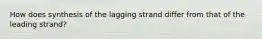 How does synthesis of the lagging strand differ from that of the leading strand?