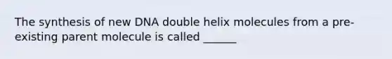 The synthesis of new DNA double helix molecules from a pre-existing parent molecule is called ______