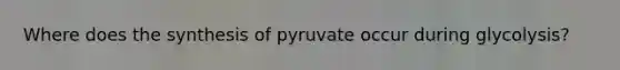 Where does the synthesis of pyruvate occur during glycolysis?