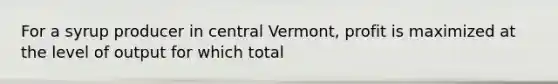 For a syrup producer in central Vermont, profit is maximized at the level of output for which total