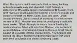 What: This system had 3 main parts. First, a strong banking system to provide easy and abundant credit. Second, a protective tariff to allow eastern manufacturing to flourish. Third, tariff revenues would supply the funds for a network of roads and canals to connect the North, South, East, and West. Cause: Created by Henry Clay as a result of increased nationalism from the War of 1812. The plan was aimed at developing a profitable home market. Effect: Attempts to secure federal funding for roads and canals failed with veto from Madison who declared it unconstitutional. Jeffersonians choked on the idea direct federal support of intrastate internal improvements. New England also disliked the idea of federally funded transportation that would drain their population and create competing states.