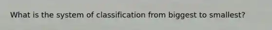 What is the system of classification from biggest to smallest?