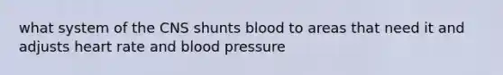 what system of the CNS shunts blood to areas that need it and adjusts heart rate and blood pressure