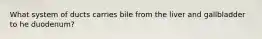 What system of ducts carries bile from the liver and gallbladder to he duodenum?