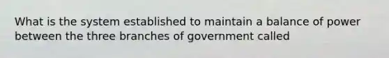 What is the system established to maintain a balance of power between the three branches of government called