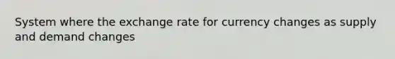 System where the exchange rate for currency changes as supply and demand changes