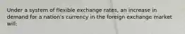 Under a system of flexible exchange rates, an increase in demand for a nation's currency in the foreign exchange market will: