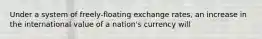 Under a system of freely-floating exchange rates, an increase in the international value of a nation's currency will