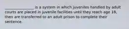 ________________ is a system in which juveniles handled by adult courts are placed in juvenile facilities until they reach age 18, then are transferred to an adult prison to complete their sentence.