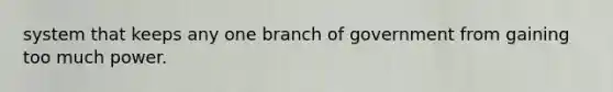 system that keeps any one branch of government from gaining too much power.