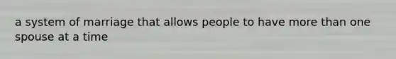a system of marriage that allows people to have more than one spouse at a time