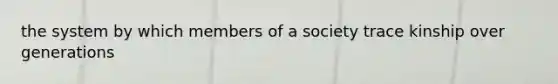 the system by which members of a society trace kinship over generations