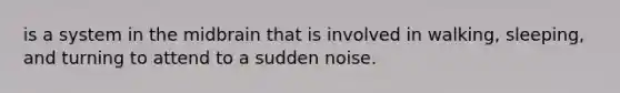 is a system in the midbrain that is involved in walking, sleeping, and turning to attend to a sudden noise.