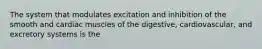 The system that modulates excitation and inhibition of the smooth and cardiac muscles of the digestive, cardiovascular, and excretory systems is the