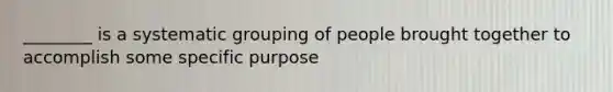 ________ is a systematic grouping of people brought together to accomplish some specific purpose