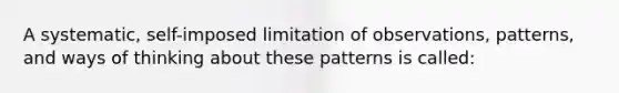 A systematic, self-imposed limitation of observations, patterns, and ways of thinking about these patterns is called: