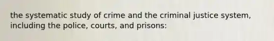 the systematic study of crime and the criminal justice system, including the police, courts, and prisons: