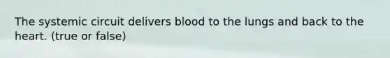The systemic circuit delivers blood to the lungs and back to the heart. (true or false)