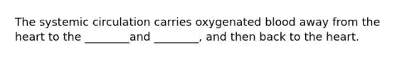 The systemic circulation carries oxygenated blood away from <a href='https://www.questionai.com/knowledge/kya8ocqc6o-the-heart' class='anchor-knowledge'>the heart</a> to the ________and ________, and then back to the heart.