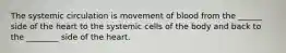 The systemic circulation is movement of blood from the ______ side of the heart to the systemic cells of the body and back to the ________ side of the heart.