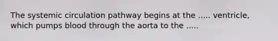 The systemic circulation pathway begins at the ..... ventricle, which pumps blood through the aorta to the .....