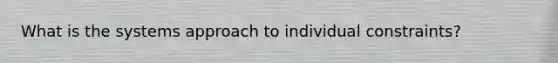 What is the systems approach to individual constraints?