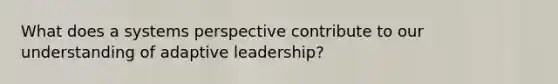 What does a systems perspective contribute to our understanding of adaptive leadership?