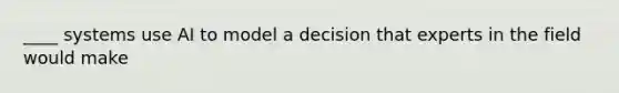 ____ systems use AI to model a decision that experts in the field would make