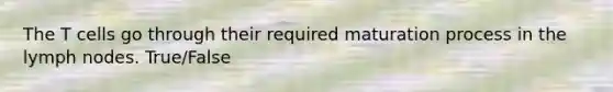 The T cells go through their required maturation process in the lymph nodes. True/False