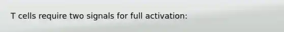 T cells require two signals for full activation: