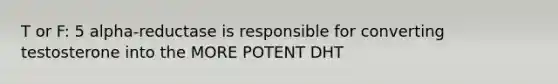 T or F: 5 alpha-reductase is responsible for converting testosterone into the MORE POTENT DHT